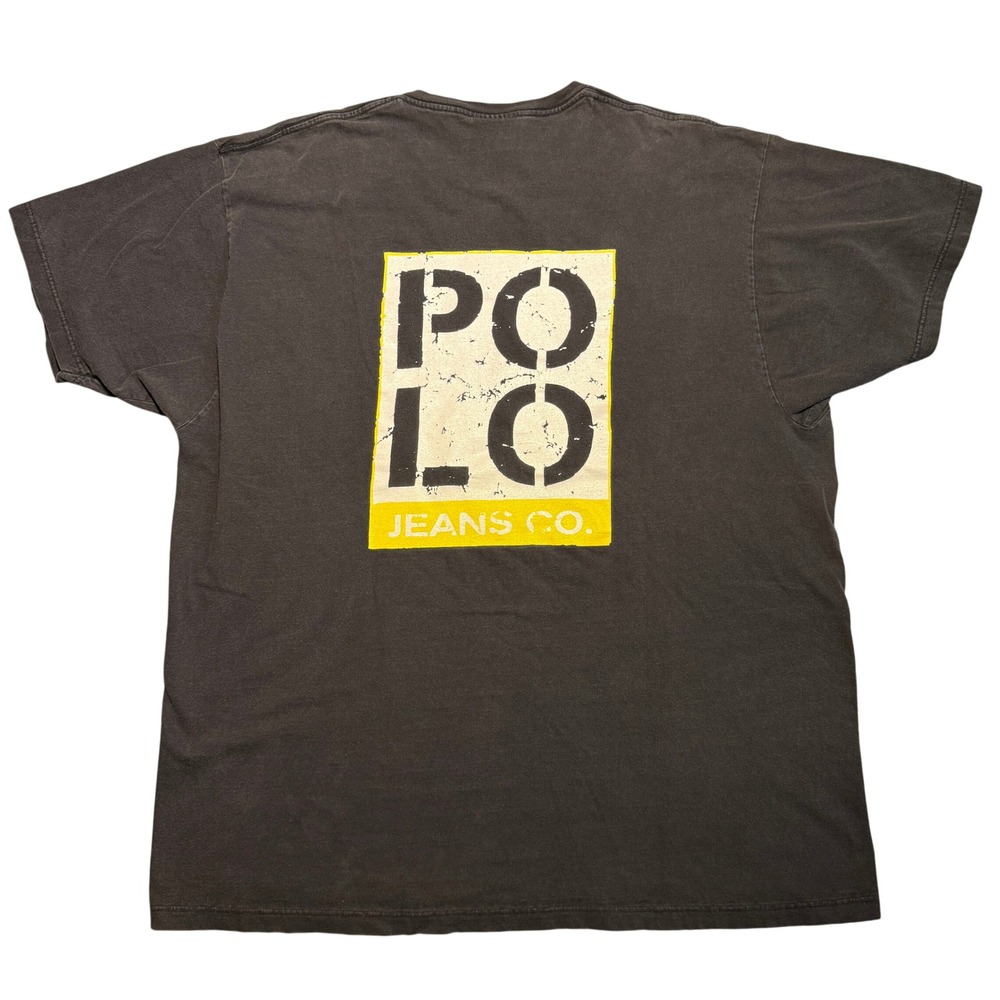 Vintage Polo Jeans Co Ralph Lauren T-Shirt XL Black Graphic Distressed 90s Y2K